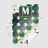 Shamrocks, groen en wit op gegraveerd veld golfhanddoek (Insitu)