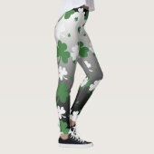 Shamrocks, groen en wit op gegraveerd veld leggings (Rechts)