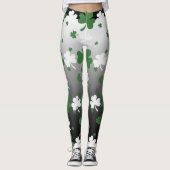 Shamrocks, groen en wit op gegraveerd veld leggings (Voorkant)