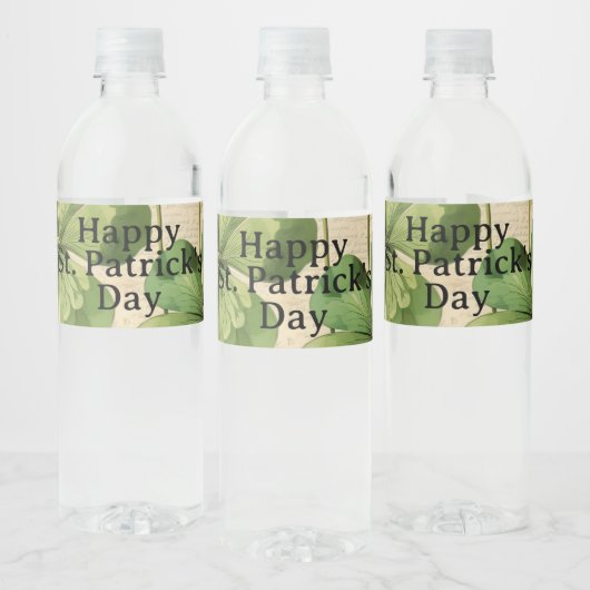 Shamrocks Happy St Patrick's Day  stijl Waterfles Etiket (Flessen)