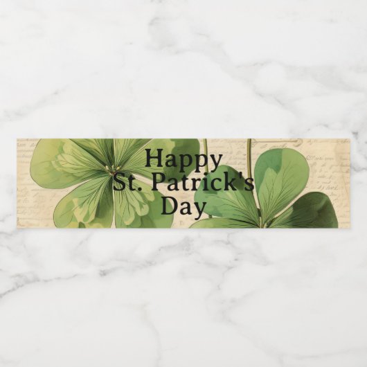 Shamrocks Happy St Patrick's Day  stijl Waterfles Etiket (Enkel label)