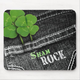 Shamrocks in Black Jeans Pocket Muismat