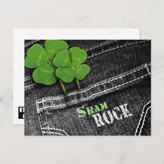 Shamrocks in Black Jeans Pocket St. Patrick's Day Briefkaart (Voorkant / Achterkant)