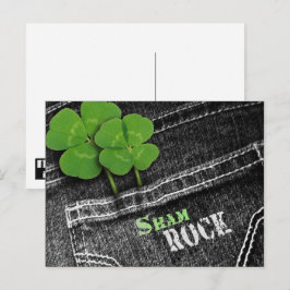 Shamrocks in Black Jeans Pocket St. Patrick's Day Briefkaart