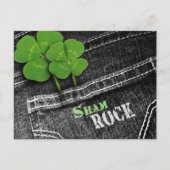 Shamrocks in Black Jeans Pocket St. Patrick's Day Briefkaart (Voorkant)