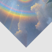 Shamrocks in een dorp met een regenboog in de luch tissuepapier (Detail)