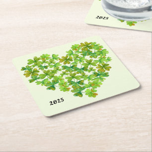 Shamrocks in een hart kartonnen onderzetters