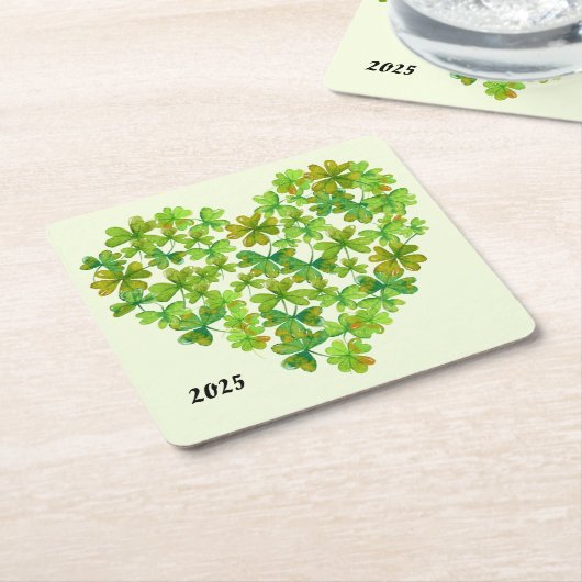 Shamrocks in een hart kartonnen onderzetters (Schuin)