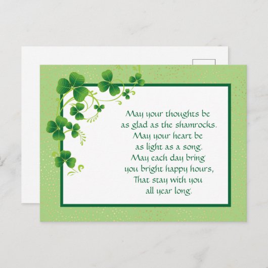 Shamrocks Irish Blessing Briefkaart (Voorkant / Achterkant)