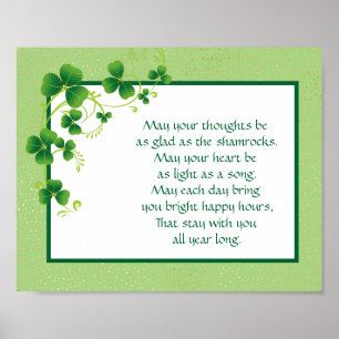 Shamrocks Irish Blessing Poster