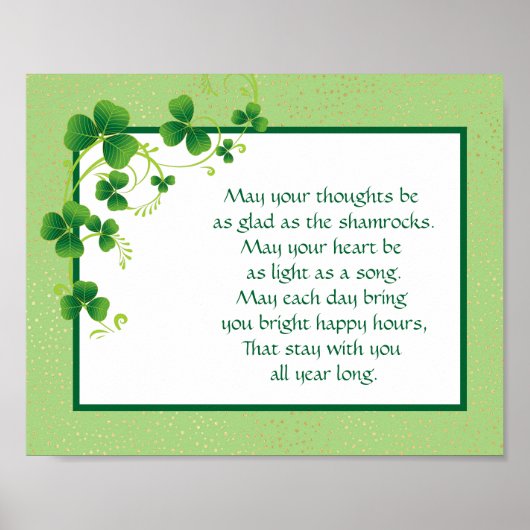 Shamrocks Irish Blessing Poster (Voorkant)