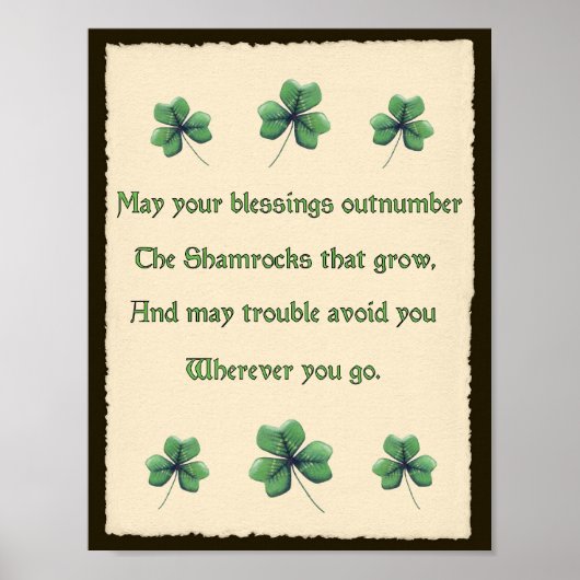 Shamrocks Irish Blessing Poster (Voorkant)