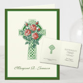 Shamrocks Irish Celtic Cross Red Roses condoléance Bedankkaart