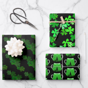 Shamrocks Irish Clover Green Beer Cheers Inpakpapier Vel