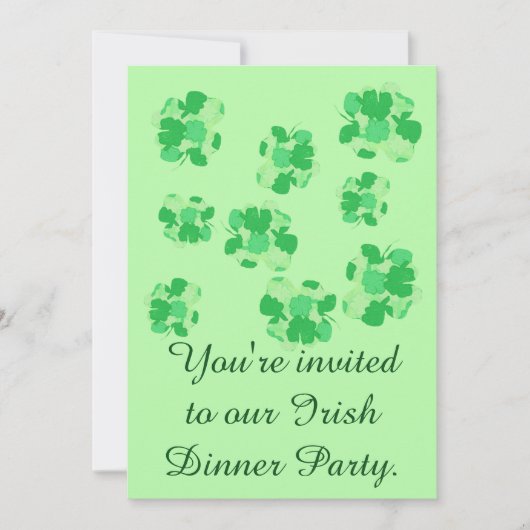 Shamrocks Irish Dinner Party Invitations Kaart (Voorkant)