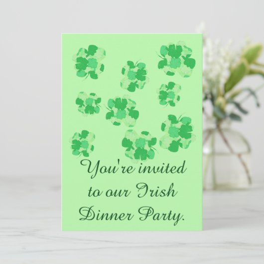 Shamrocks Irish Dinner Party Invitations Kaart (Staand voorkant)