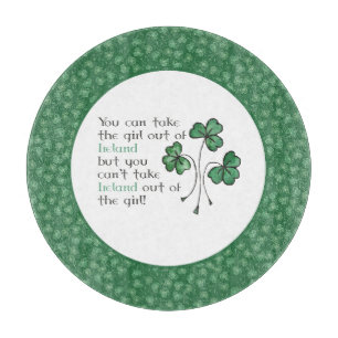 Shamrocks Irish Girl Quote Glass Cutting Board Snijplank
