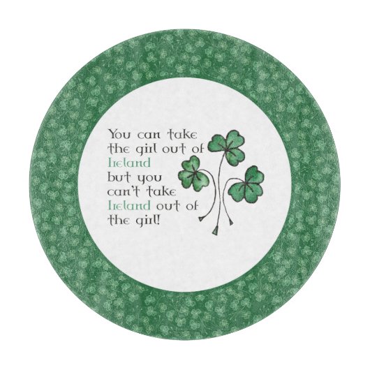 Shamrocks Irish Girl Quote Glass Cutting Board Snijplank (Voorkant)