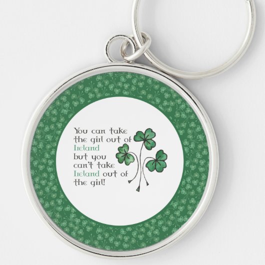 Shamrocks Irish Girl Quote Round Sleutelhanger (Voorkant)