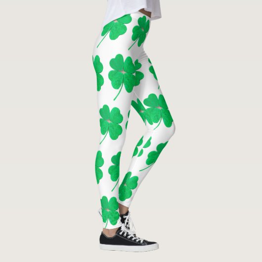 Shamrocks Irish Green St. Patricks Day White Leggings (Rechts)