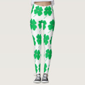 Shamrocks Irish Green St. Patricks Day White Leggings (Voorkant)