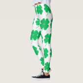 Shamrocks Irish Green St. Patricks Day White Leggings (Links)