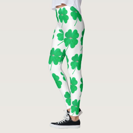 Shamrocks Irish Green St. Patricks Day White Leggings (Links)