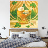 Shamrocks Irish Whiskey Tumbler "Sláinte!" Canvas Afdruk (Insitu (Slaapkamer))
