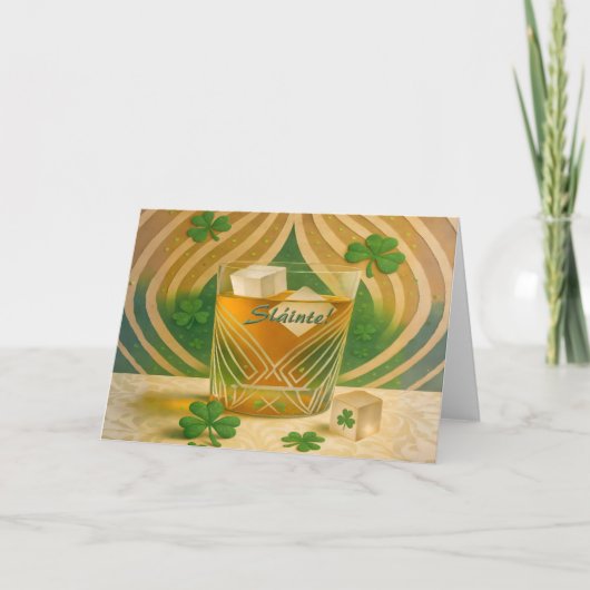 Shamrocks Irish Whiskey Tumbler "Sláinte!" Kaart (Voorkant)
