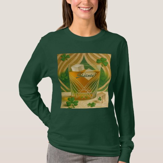 Shamrocks Irish Whiskey Tumbler "Sláinte!" T-shirt (Voorkant)