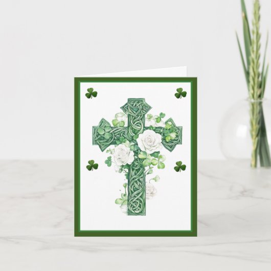 Shamrocks, katholieke Ierse Keltische Kruiscondole Bedankkaart (Voorkant)