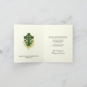 Shamrocks, katholieke Ierse Keltische Kruiscondole Bedankkaart (Binnen)