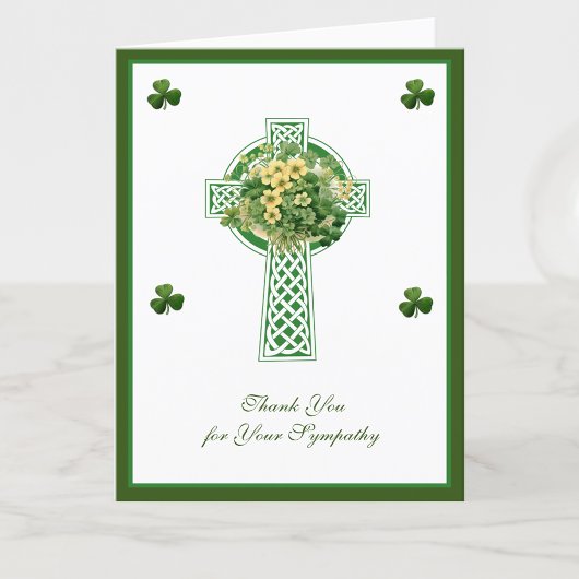 Shamrocks, katholieke Ierse Keltische Kruiscondole Bedankkaart