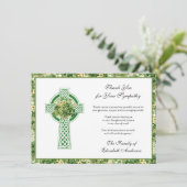 Shamrocks, katholieke Ierse Keltische Kruiscondole Bedankkaart (Staand voorkant)