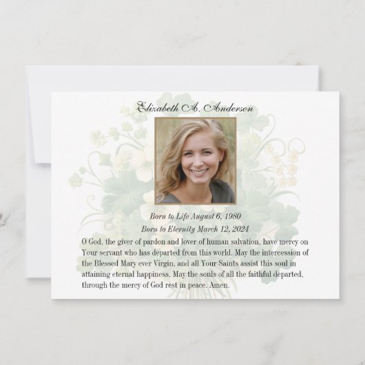 Shamrocks, katholieke Ierse Keltische Kruiscondole Bedankkaart (Achterkant)