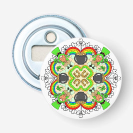 Shamrocks, Leprechauns St Patrick's Day Button Flesopener