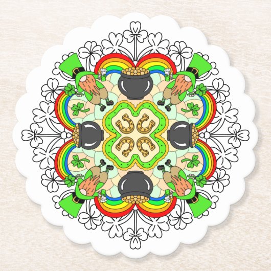 Shamrocks, Leprechauns St Patrick's Day Kartonnen Onderzetters (Voorkant)