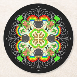 Shamrocks, Leprechauns St Patrick's Day Ronde Kartonnen Onderzetter