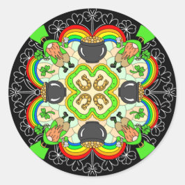 Shamrocks, Leprechauns St Patrick's Day Ronde Sticker