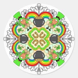 Shamrocks, Leprechauns St Patrick's Day Ronde Sticker