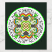 Shamrocks, Leprechauns St Patrick's Day Wijn Etiket (Enkel label)