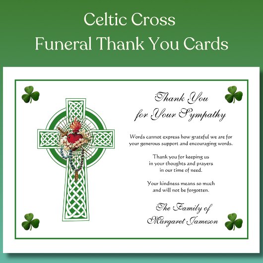 Shamrocks Mary Irish Celtic Cross condoleert Bedankkaart