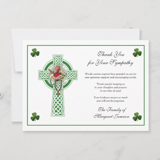 Shamrocks Mary Irish Celtic Cross condoleert Bedankkaart (Voorkant)