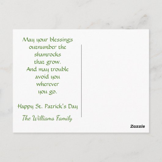 Shamrocks met gouden accenten, St. Patrick's Day Briefkaart (Achterkant)