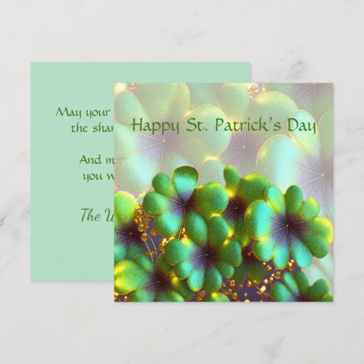 Shamrocks met gouden accenten, St. Patrick's Day Feestdagenkaart (Voorkant / Achterkant)