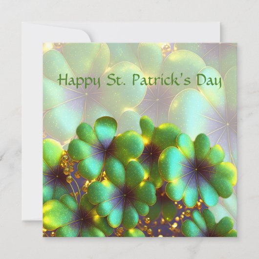 Shamrocks met gouden accenten, St. Patrick's Day Feestdagenkaart (Voorkant)