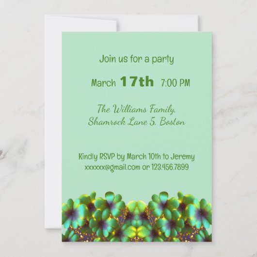 Shamrocks met gouden accenten, St. Patrick's Day Kaart (Achterkant)