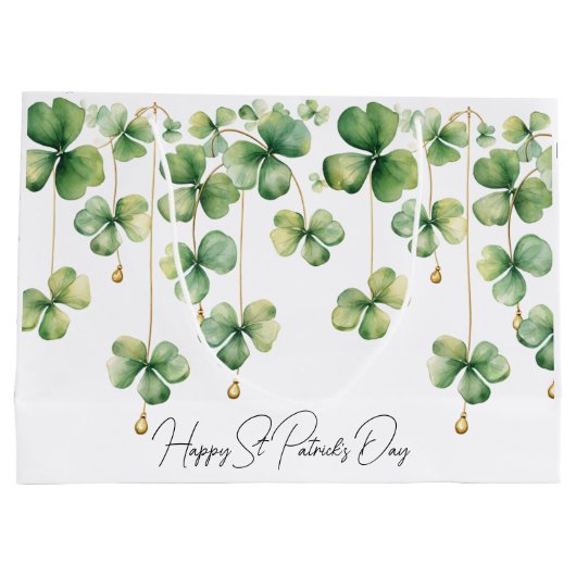 Shamrocks met Gouden Kralen Groot Cadeauzakje (Achterkant)