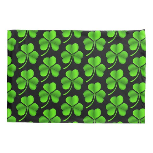 Shamrocks op zwart pcnt kussensloop (Achterkant)