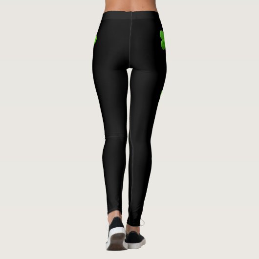 Shamrocks op zwarte leggings (Achterkant)